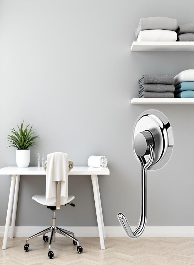 BWESOO Silver Magnets Hook 8Kg Pull Steel Surface Magnets Hanging Hook Organizer Multi-Purpose Reusable, Hooks - Image 5